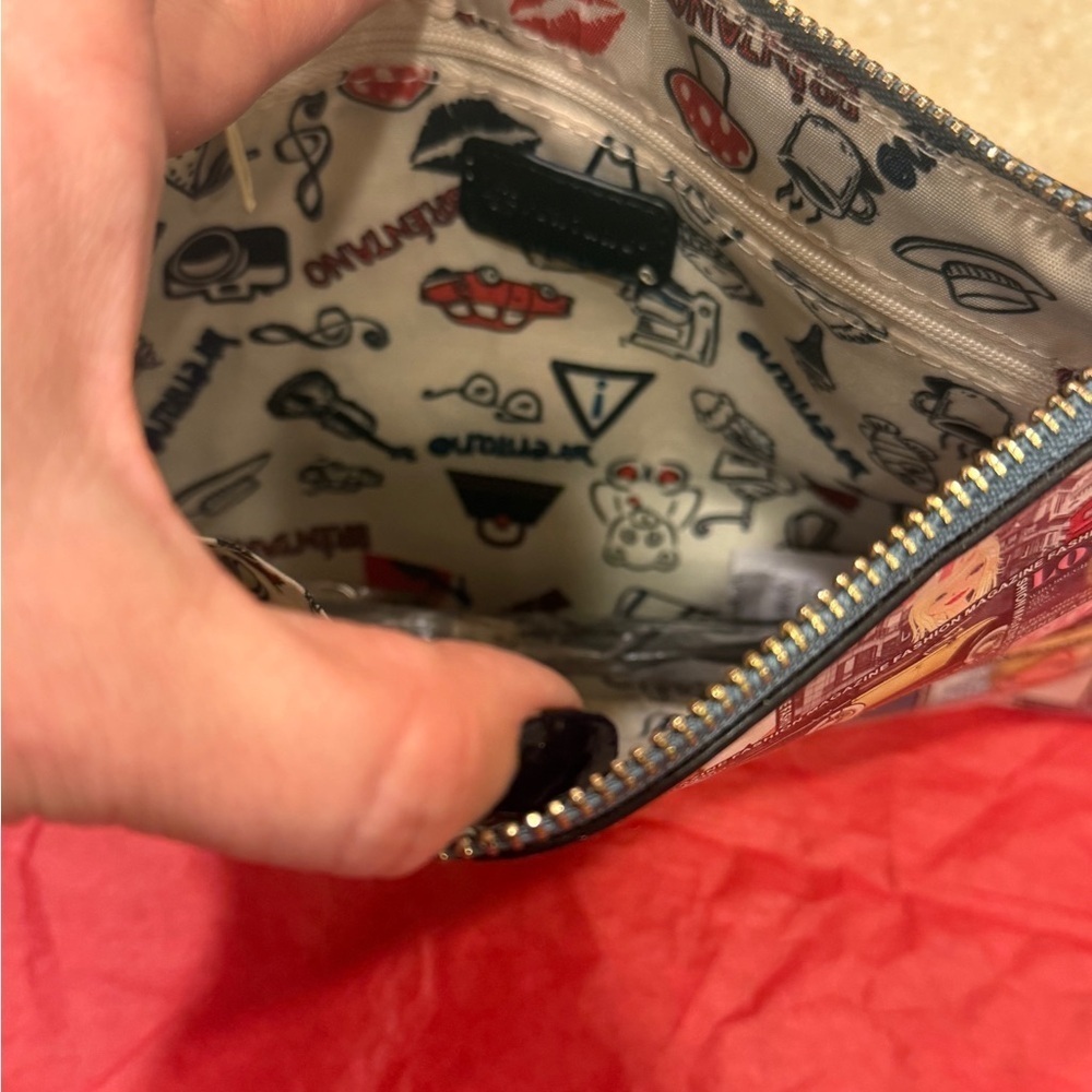 Brentano Comic Print Bag Wristlet Purse Black 12x7 NEW - Picture 6 of 14